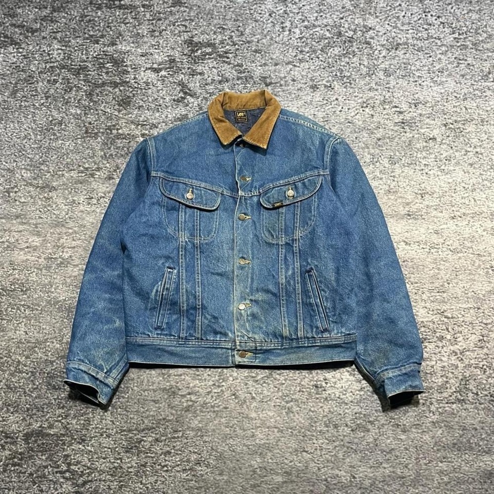 Vintage Lee Denim Trucker‎ Jacket Mens Large Blue Faded Blanket Lined Western